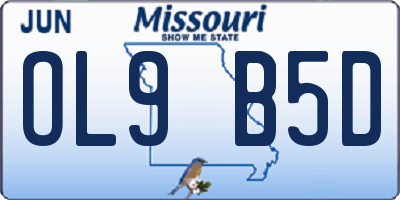 MO license plate OL9B5D
