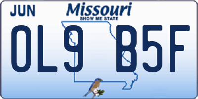 MO license plate OL9B5F