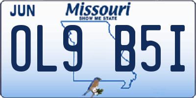 MO license plate OL9B5I
