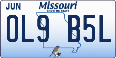 MO license plate OL9B5L