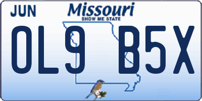 MO license plate OL9B5X