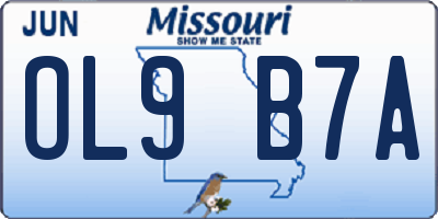MO license plate OL9B7A