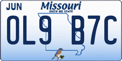 MO license plate OL9B7C