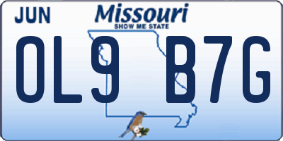 MO license plate OL9B7G