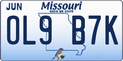MO license plate OL9B7K