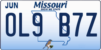 MO license plate OL9B7Z