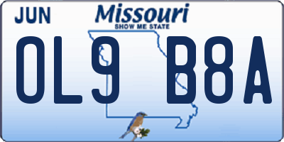 MO license plate OL9B8A