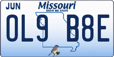 MO license plate OL9B8E