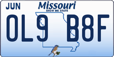 MO license plate OL9B8F