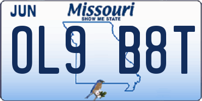 MO license plate OL9B8T