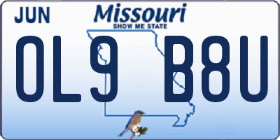 MO license plate OL9B8U