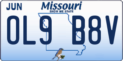 MO license plate OL9B8V