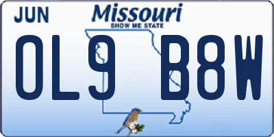 MO license plate OL9B8W