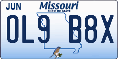MO license plate OL9B8X