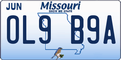MO license plate OL9B9A
