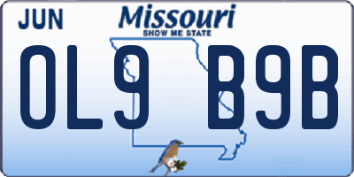 MO license plate OL9B9B