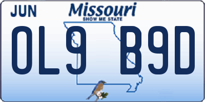 MO license plate OL9B9D