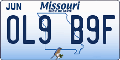 MO license plate OL9B9F