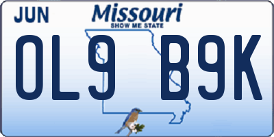 MO license plate OL9B9K