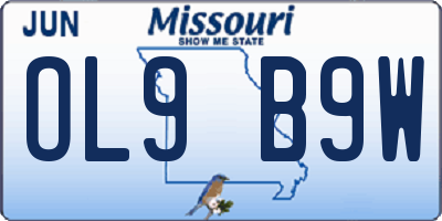 MO license plate OL9B9W