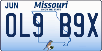 MO license plate OL9B9X