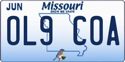 MO license plate OL9C0A