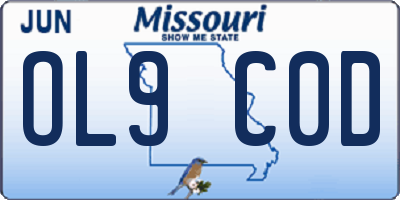 MO license plate OL9C0D