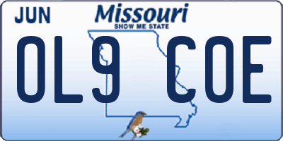 MO license plate OL9C0E