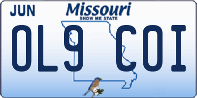 MO license plate OL9C0I
