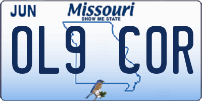 MO license plate OL9C0R