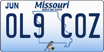 MO license plate OL9C0Z