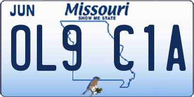 MO license plate OL9C1A