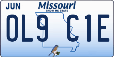 MO license plate OL9C1E