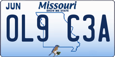 MO license plate OL9C3A