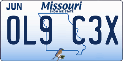 MO license plate OL9C3X