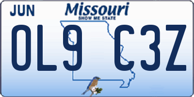 MO license plate OL9C3Z