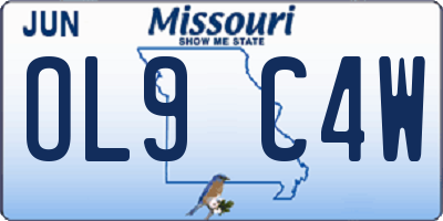MO license plate OL9C4W