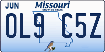 MO license plate OL9C5Z
