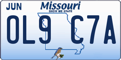 MO license plate OL9C7A