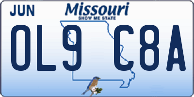 MO license plate OL9C8A