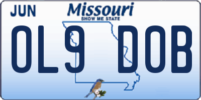 MO license plate OL9D0B