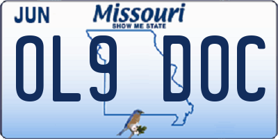 MO license plate OL9D0C