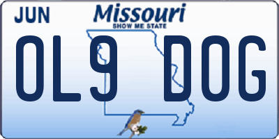 MO license plate OL9D0G