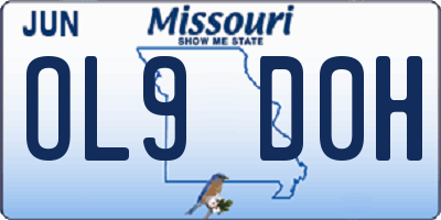 MO license plate OL9D0H