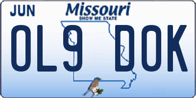 MO license plate OL9D0K