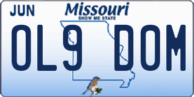 MO license plate OL9D0M