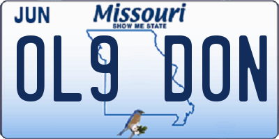 MO license plate OL9D0N
