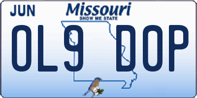 MO license plate OL9D0P