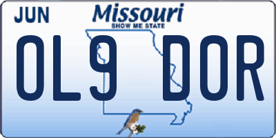 MO license plate OL9D0R