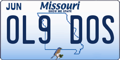 MO license plate OL9D0S